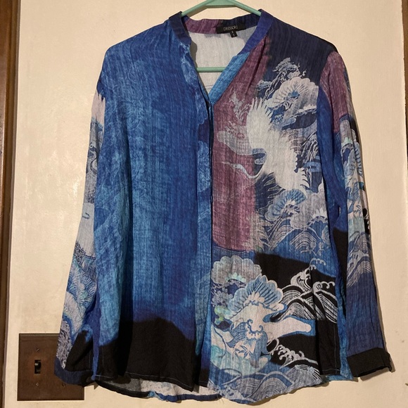NWOT Dressori Crane Blouse, size small, multi-colored, purchased from Gump’s - Picture 2 of 9